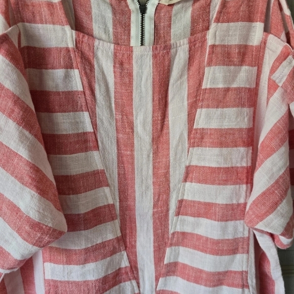 Soft Surroundings Women Linen Blend Top XS Cold Shoulder Striped Casual - Picture 11 of 14